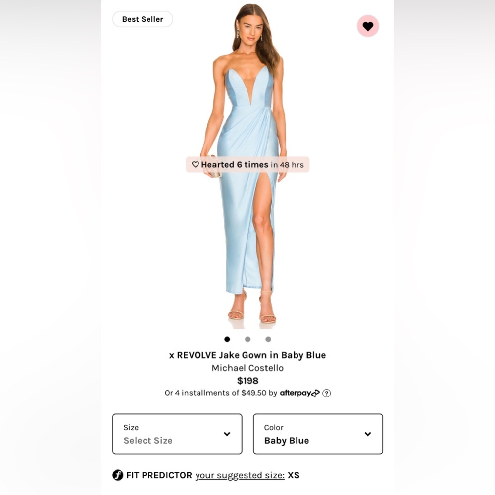XS Michael Costello Jake Gown in Baby Blue